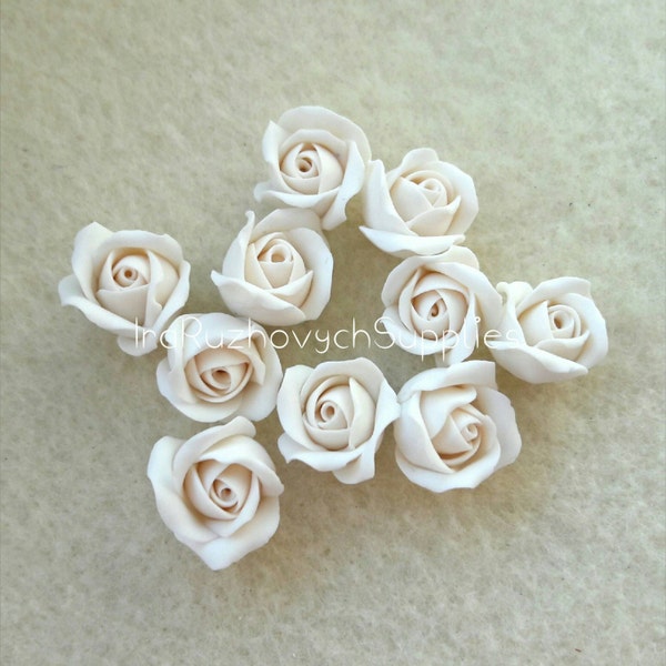 10 Perline A Forma Di Rosa In Argilla, Foglie Verdi, 15 Mm, Fatte A Mano, Per Creazione Gioielli
