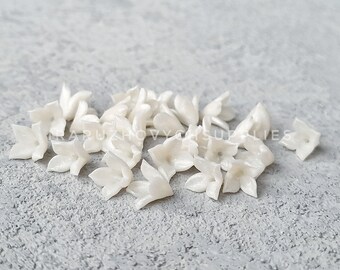 25 pcs. small lilac polymer clay flowers, polymer clay flower bead, pearl effect