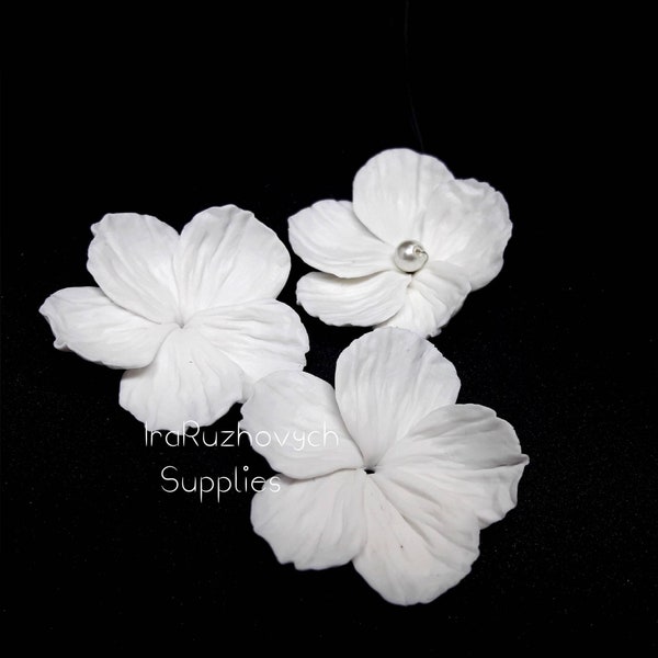 3 pcs.  big five petals flower, polymer clay flower bead