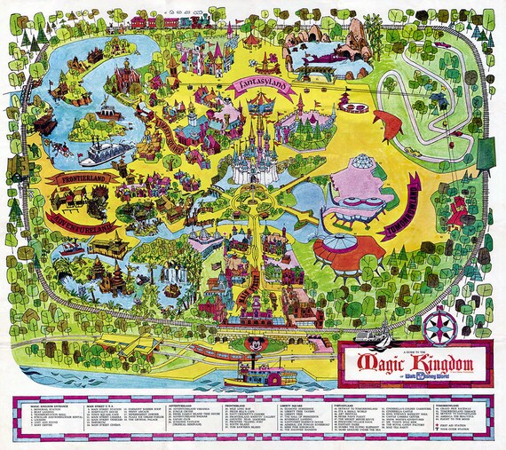 Classic Disney World-wide Map 1971 Good Artwork Paper Print, or Canvas photo regarding Printable Magic Kingdom Map titled Basic Disney Entire world Map 1971 High-quality Artwork Paper Print, or Canvas