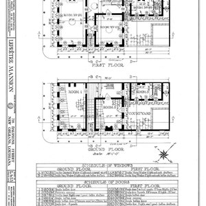New Orleans French Quarter Mansion Architectural Drawing Blueprint Floorplan  Giclee Print