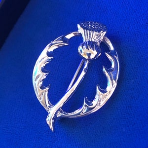 Vintage Scottish Thistle Brooch Silver Tone