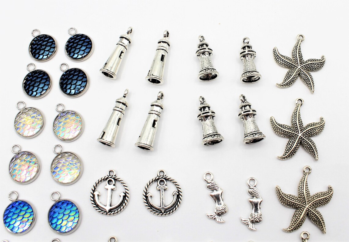 32 Nautical Beach Charm Bulk Beach Charms Bulk Mermaid Etsy