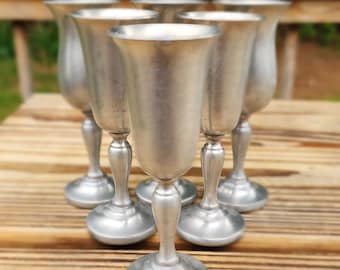 6 Preisner #2302 Pewter Goblets/Cordials.