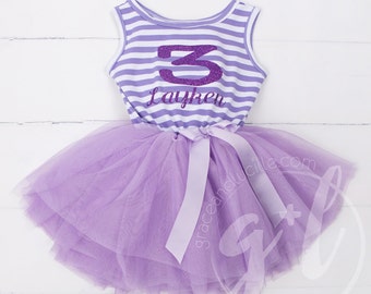 Third Birthday Outfit Dress with purple letters and purple tutu for girls or toddlers Sofia the first 3rd birthday