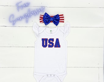 Fourth of July shirt, Girls 4th of July bodysuit, USA shirt, Leg Warmers and Headband Combos, Red white and blue, Independence Day Outfit