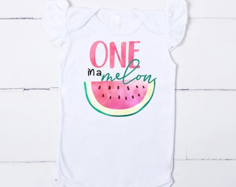 One in a melon first birthday, melon birthday, 1st birthday outfit, sleeveless, flutter sleeve