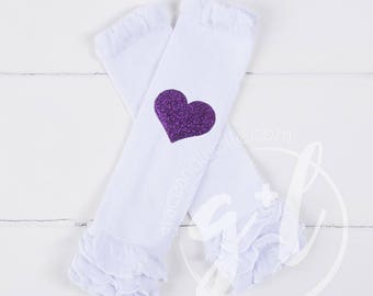 Leg warmers, Kids Legwarmers, Heart leg warmers, Glitter hearts, gold, pink, silver or purple