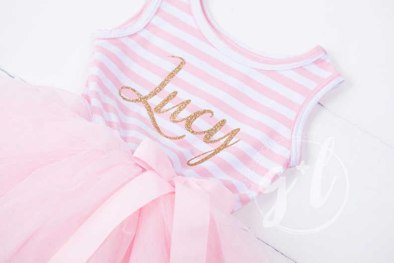 Monogramed Personalized Girls Name Outfit Gold Letters and Etsy