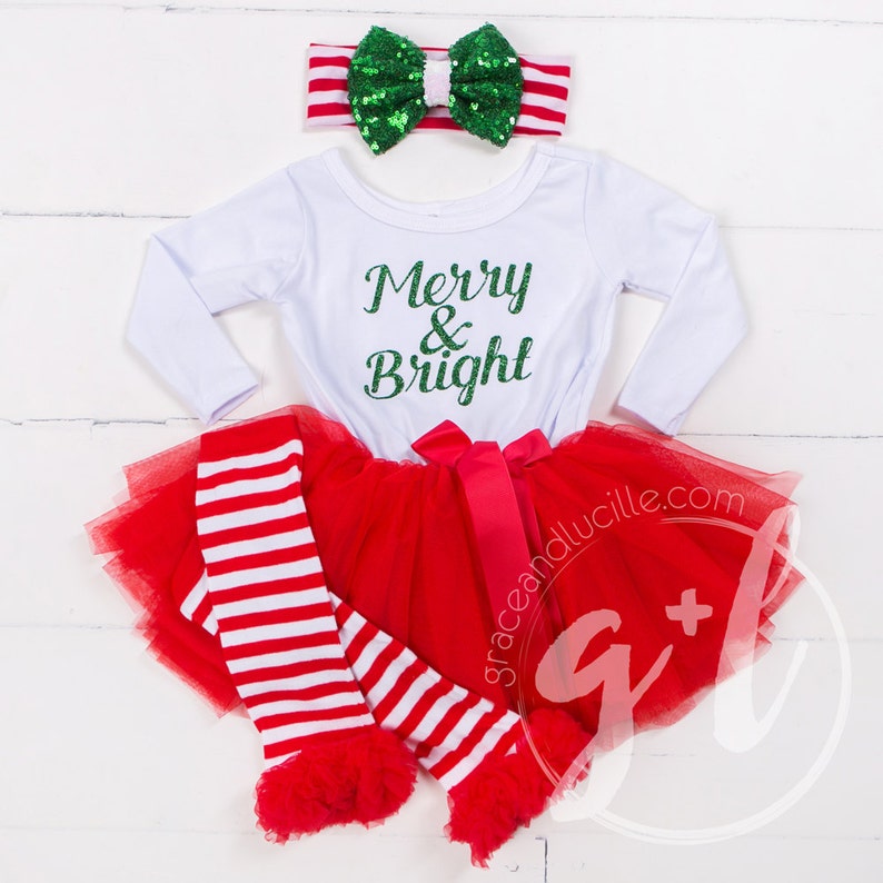 Christmas Outfit red tutu Red and green christmas outfit Christmas Outfit for girls green glitter Christmas Dress Merry and Bright