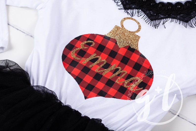Custom Christmas Dress Custom Ornament Christmas outfit for girls Christmas Outfit for toddler girls Buffalo Check Christmas