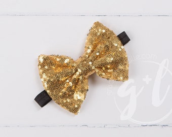 Black and Gold Sequin Headband. Christmas Headband, Gold and Black Headband, toddler headband, Sequin bow headband