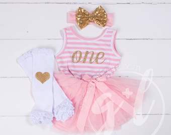 First Birthday outfit girls, First Birthday Dress, Gold Glitter, Pink gold toddlers Dress