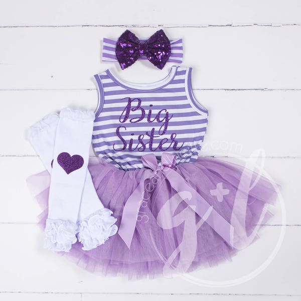 Big Sister Dress, Big Sis outfit, Big sister announcement dress, Big Sis tutu, Outfit for big sister announcement, purple