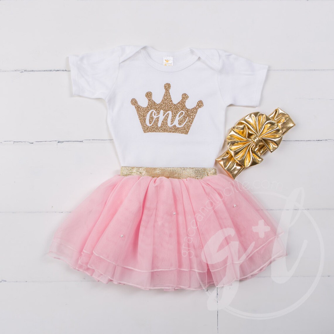 First Birthday Outfit Pink and Gold Outfit Tutu Onesie and Etsy