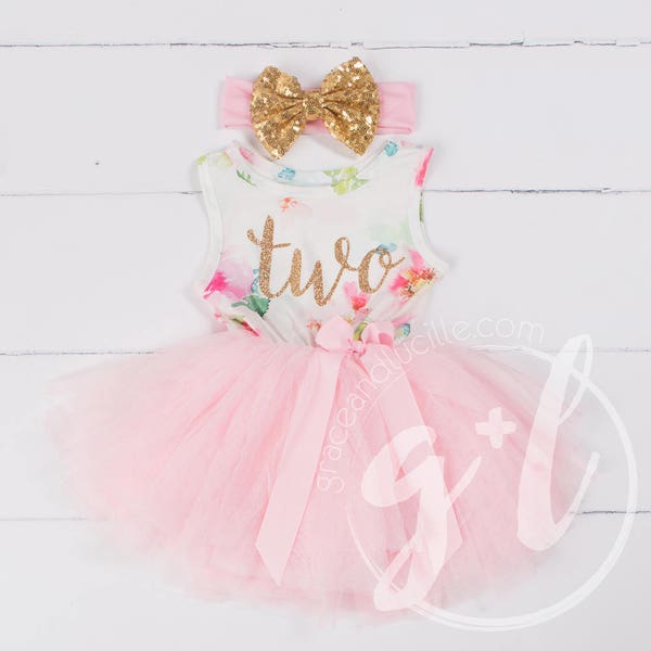 Pink Floral Second Birthday Outfit, Second Birthday Dress, 2nd birthday outfit, 2nd birthday dress, Floral, Pink, sleeveless