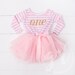 First Birthday Outfit Dress with gold letters and pink tutu for girls or toddlers Long Sleeve Dress, Long Sleeve outfit 