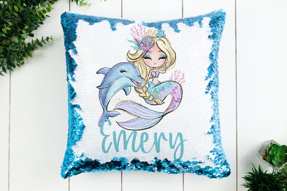 Flip Sequin pillow case with mermaid custom Christmas gift for little girl Custom Pillow case