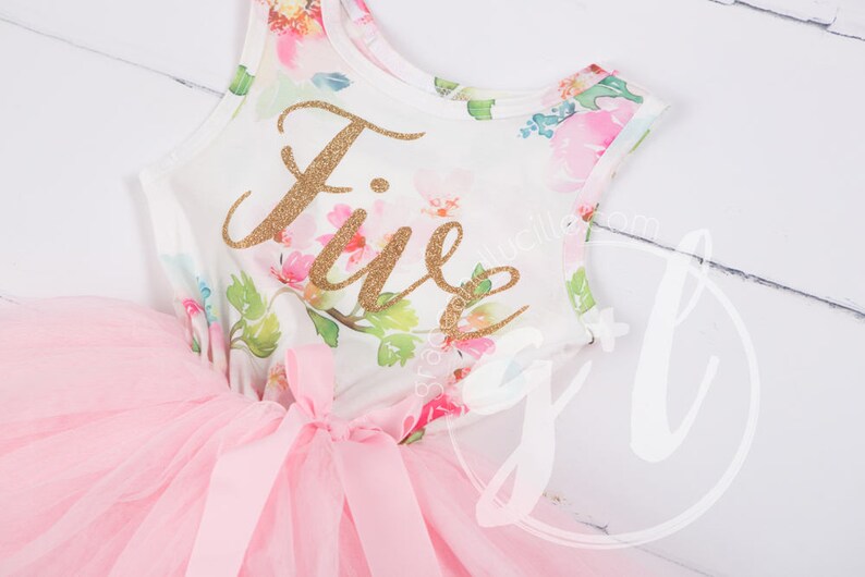 5th birthday outfit Pink Fifth Birthday Dress Pink Floral Fifth Birthday Outfit Gold Glitter Floral sleeveless