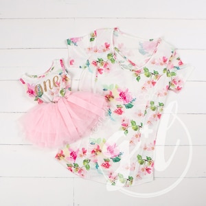 Mommy and Me Floral birthday outfit, first birthday outfit, mommy and me birthday outfit, floral birthday outfit, pink floral