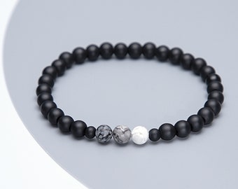 Obsidian Jasper Howlite Onyx Beaded Bracelet, Energy Jewelry / 6mm