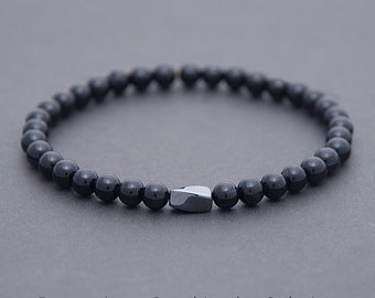 Black bracelet for men made of Onyx and Hematite stone. Protection energy black beaded jewelry gift for men, women / 5mm