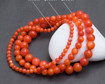 Orange Mother of Pearl bracelet, Simple bracelet, Negativity free energy, Men or women jwelry gift, Dainty bracelet gift for her / 4-8mm