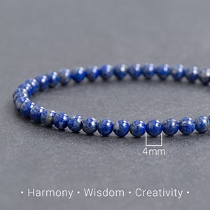 Tiny Lapis Lazuli bracelet with Harmony and Inner Power energy. Blue stone bracelet. Sagittarius gift / 3-4mm