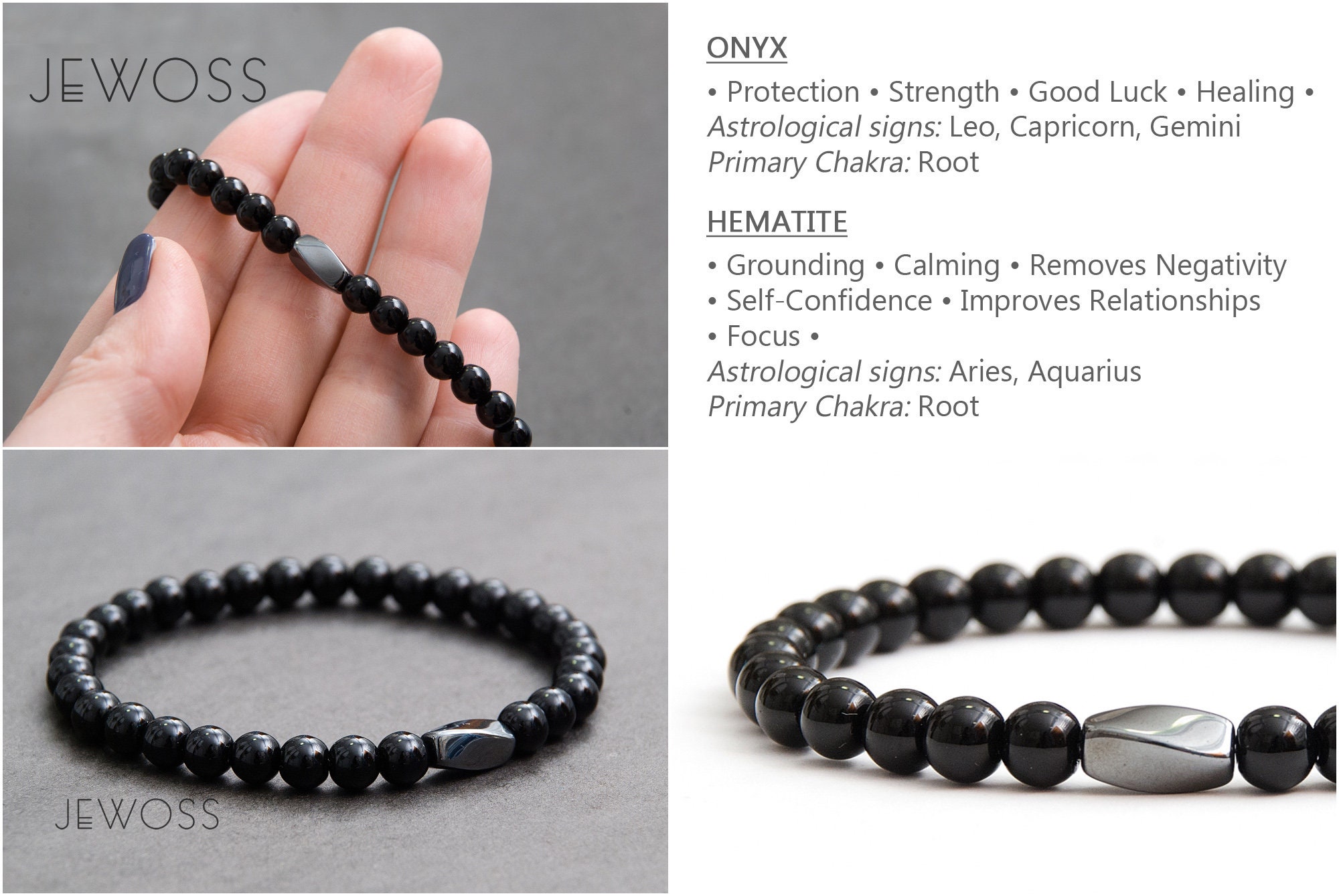 Black bracelet for men Protection black stone jewelry gift Etsy