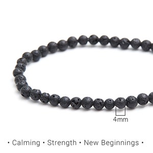Può includere: Braccialetto con perline di roccia vulcanica nera da 4 mm. Calmante, Forza, Nuovi Inizi.