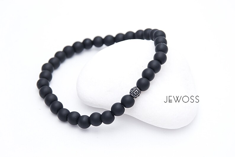 Men/'s blacknight bracelet Husband gift idea Graduation jewelry Matte Black minimalist bracelet High school grad gift 6mm