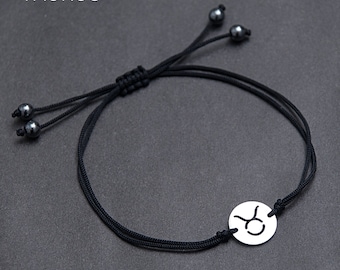 Bracciale Zodiaco Capricorno In Argento Con Nodo Macramè Regolabile – Fatto A Mano Con Confezione Regalo