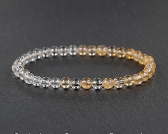 Optimism and Success Citrine and Clear Quartz bracelet, Crystal beaded bracelet, Jewelry gift for Aries / 5-6mm