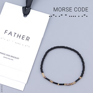 VATHER Morse-Code Armband, versteckte geheime Nachricht Schmuck, Familiengeschenk, Armband für Mann, Geschenk für Papa