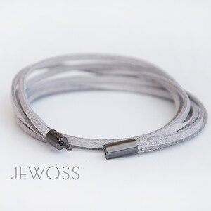 Gray minimalist bracelet, Double wrap suede bracelet, Multi strands bracelet, Handmade jewelry, Unisex Casual jewelry Gift under 15 image 5