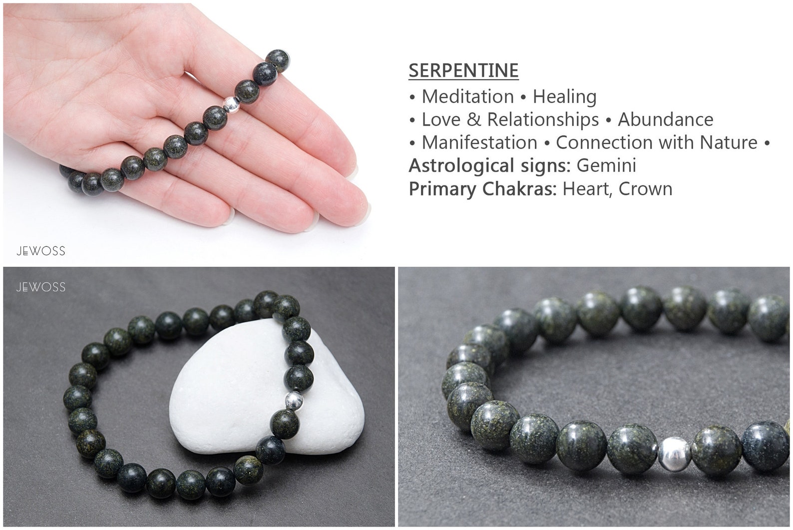 Serpentine bead bracelet Kundalini energy jewelry gift Etsy