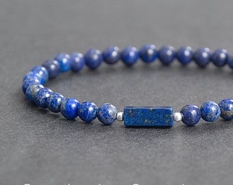 Lapis Lazuli bracelet protects and quickly releases stress energy. Beaded bracelet gift for him or her. Taurus birthstone / 6mm
