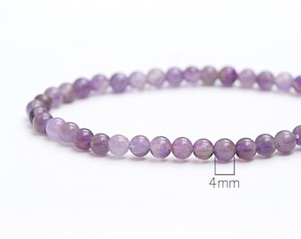 Tiny Amethyst bracelet with Success, Happiness, Calmness energy. Lilac minimalist jewelry. Unisex simple bracelet / 4mm