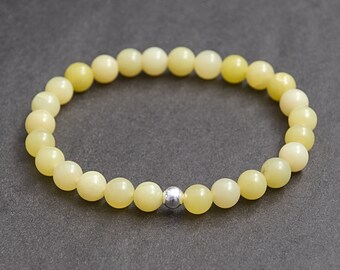 Good luck Yellow Jade bracelet, Love energy jewelry gift, Birthstone for Aries zodiac, Gemstone stretch bracelet / 8mm