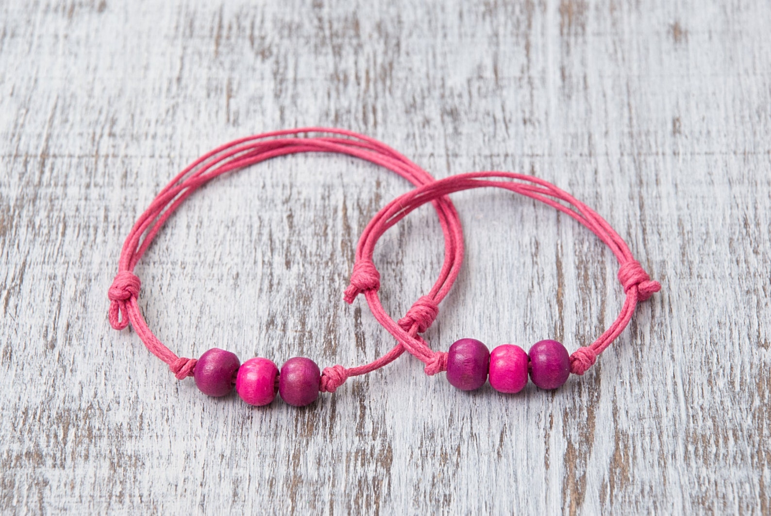 Pink String Bracelet Make a Wish Mom Daughter Bracelets Set Etsy