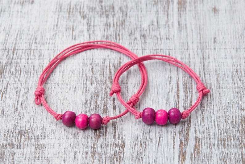 Pink String Bracelet Make a Wish Mom Daughter Bracelets Set Etsy