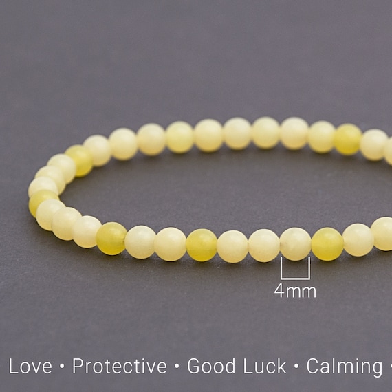 STONE BEAD BRACELET 4 MM YELLOW JADE STONE BEAD BRACELET 4 MM YELLOW JADE