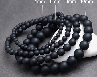 BLACK STONE Matte Onyx bracelets. Mix and match beaded bracelet. Jewelry gift. Women and men stackable bracelet. Boyfriend bracelet / 4-10mm