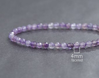 Tiny Amethyst bracelet. Lilac simple jewelry with Success, Happiness, Calmness energy / 4mm
