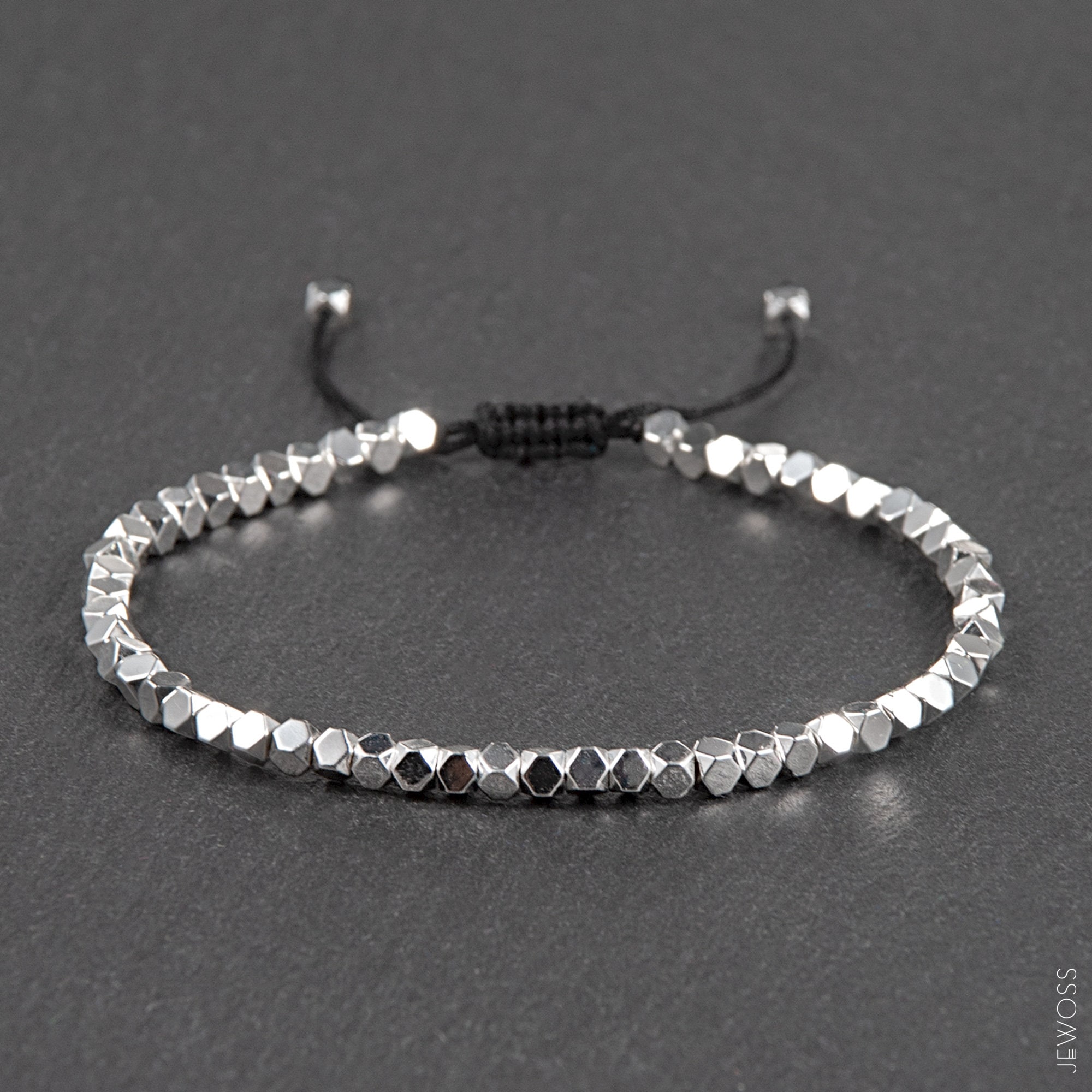 Hematite adjustable bracelet with Calming and Removes Negativity bracelet. Everyday Beach Unisex Anklet Minimalist Gift Idea / 4mm