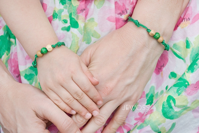 Mom Daughter Bracelets Set Green String Wish Bracelet Make a Etsy