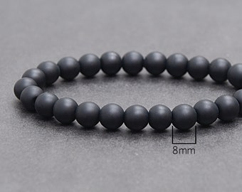 Black beaded bracelet, Single stone stacker, Matte Onyx layering bracelet, Mens jewelry gift, Best gifts for men / 8mm