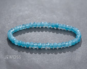 Faceted Aquamarine Wedding Bracelet – Something Blue Bridal Jewelry (5mm)