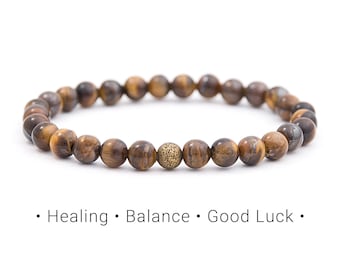 DRIVING FORCE Tiger eye bracelet. Brown Everyday jewelry gift for Women or Men bracelet with Focus energy. Birthday gift idea / 6mm