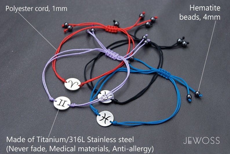 Pisces Sign Bracelet Zodiac Sign Cord Bracelet Friendship Etsy